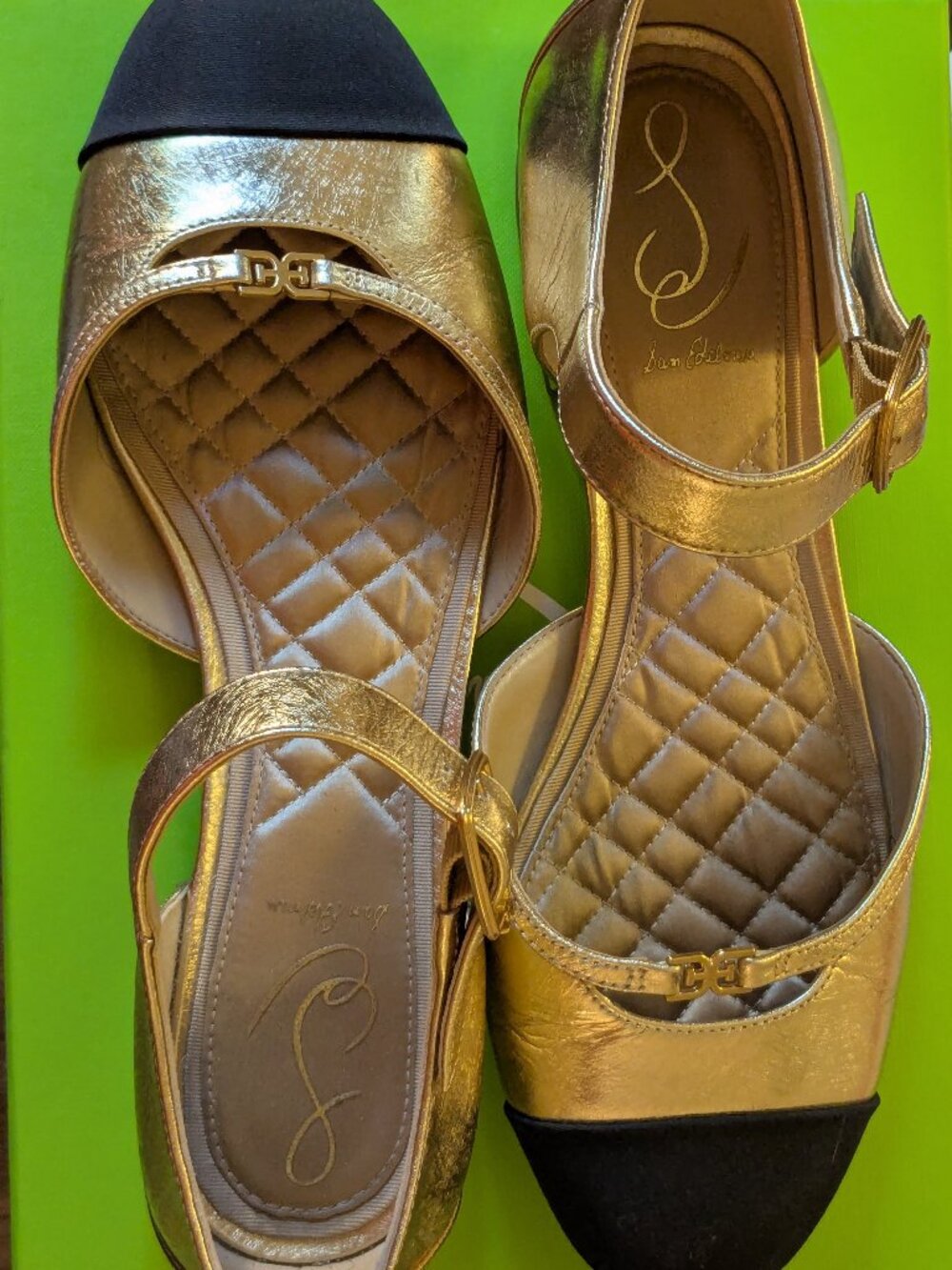 Sam Edelman Rylie Cap-Toe Flats Gold/Black